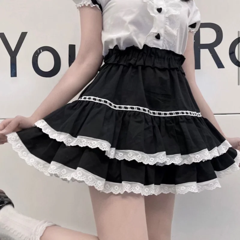 Black Kawaii Lace Skirt Women Y2k Girl Fairycore Japanese Cute Lolita Korean Fashion Preppy High Waist Ruffle Skirt Aesthetic
Black Kawaii Lace Skirt Women Y2k Girl Fairycore Japanese Cute Lolita Korean Fashion Preppy High Waist Ruffle Skirt Aesthetic