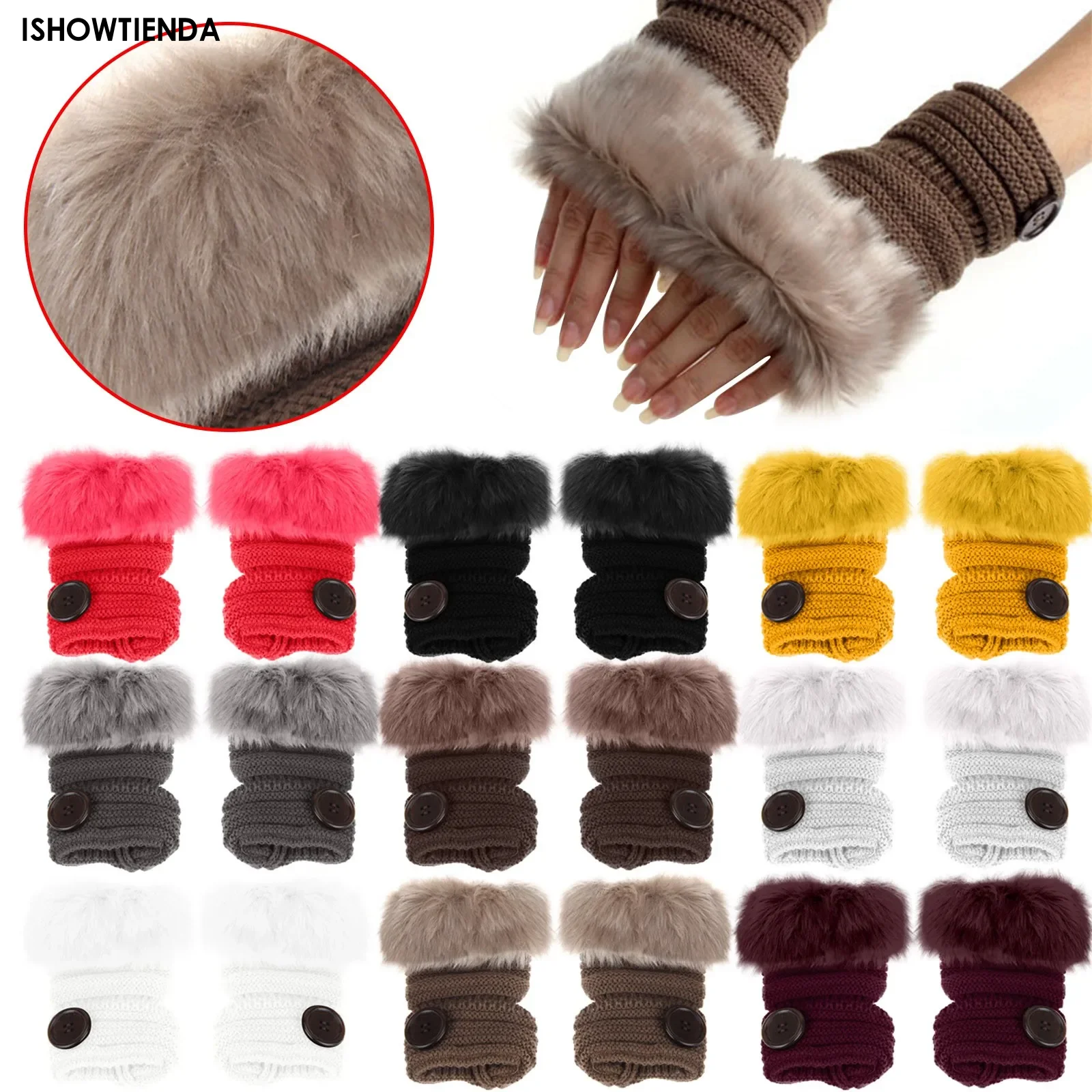 

Fashion Warmth Half-finger Gloves Women Winter Gloves Sexy Faux Rabbit Fur Hand Wrist Warmer Fingerless Gloves Mitten For Ladies