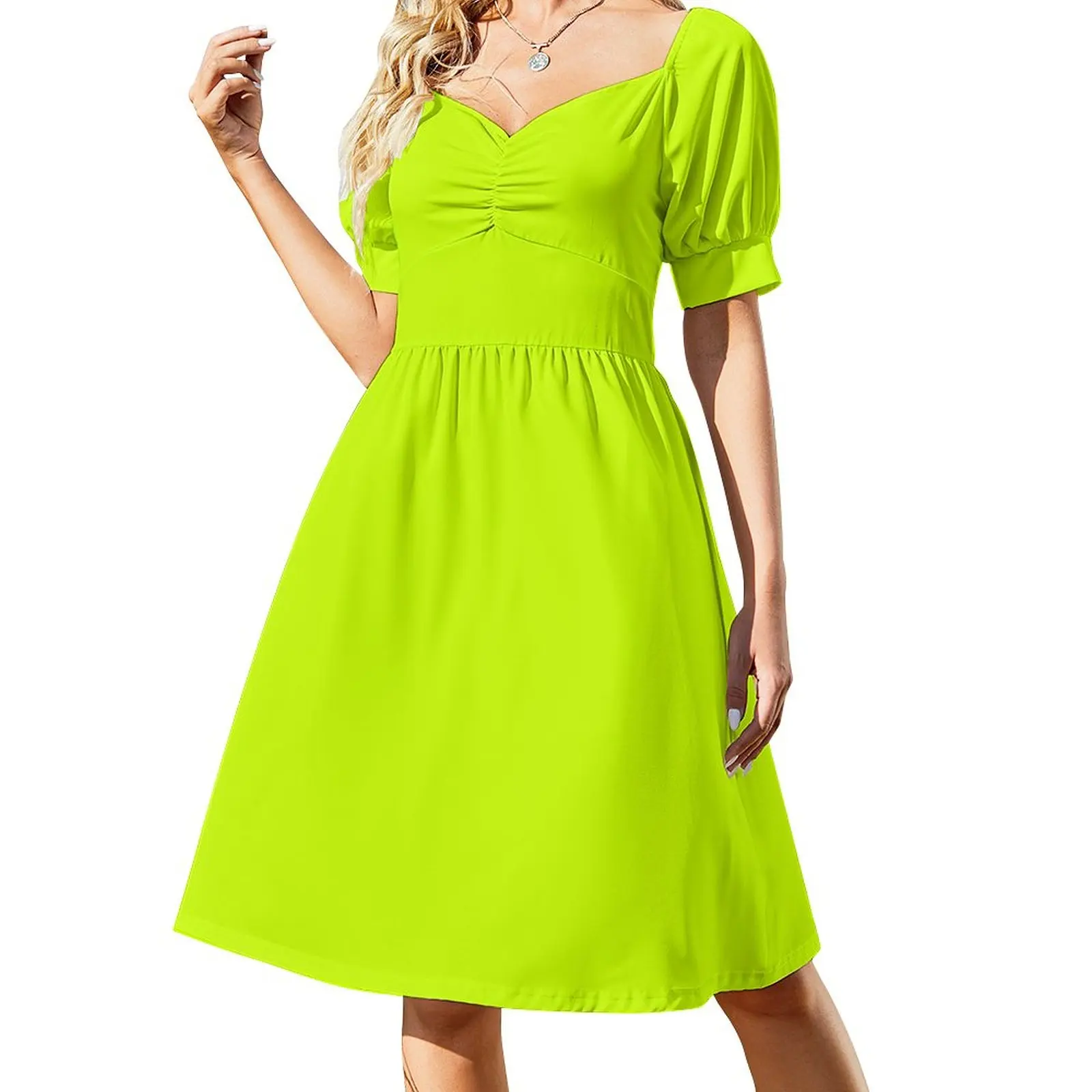 

Bright green lime neon color Dress summer women's dress 2023 Women's summer long dress