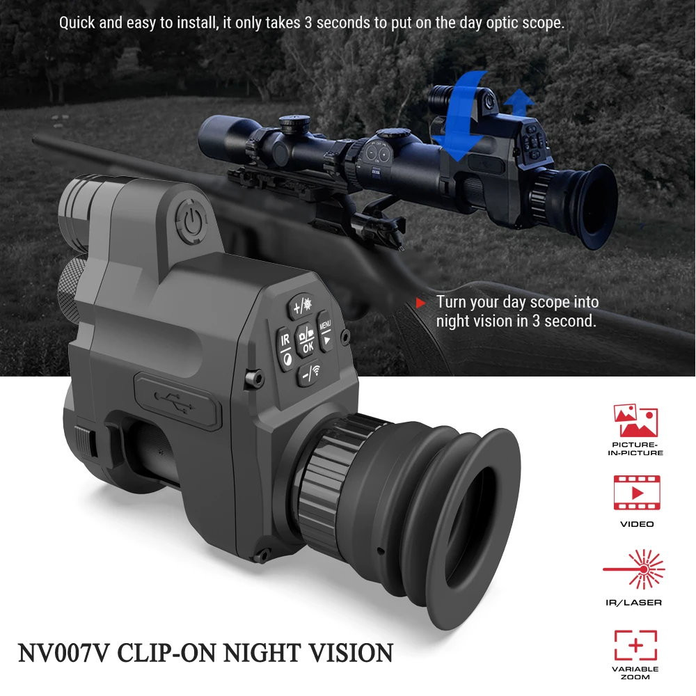 

PARD Night Vision Scope Clip on Hunting Monocular WiFi 1080P Digital Camera With Red Dot NV007V
