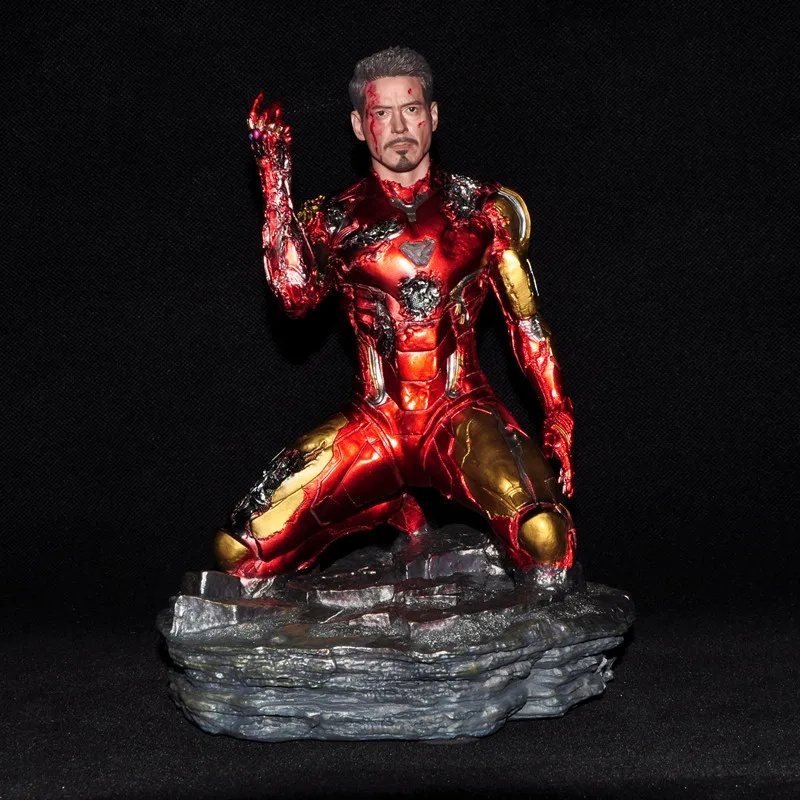 

The Avengers Endgame Iron Man Mk85 Snap Your Fingers Gk Kneeling Statue Boxed Figure Collection Decoration Christmas Kids Gifts