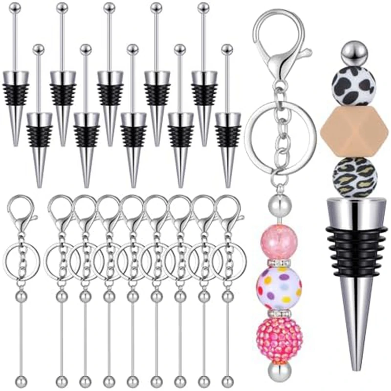 20Piece Beaded Key Chains Blank Beaded Wine Bottle Stopper Kit Silver&Black DIY Keychains For Crafts Making Gifts
20Piece Beaded Key Chains Blank Beaded Wine Bottle Stopper Kit Silver&Black DIY Keychains For Crafts Making Gifts