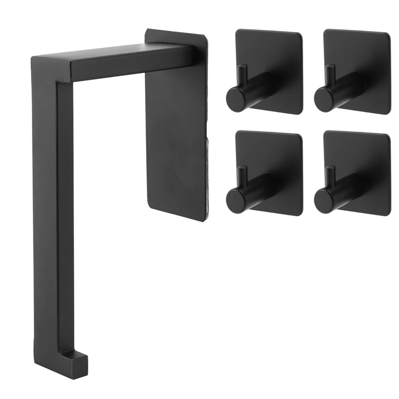 Держатель для туалетной бумаги, самоклеящийся держатель рулона туалетной бумаги для ванной комнаты, уборной, кухни, настенное крепление, матовый черный