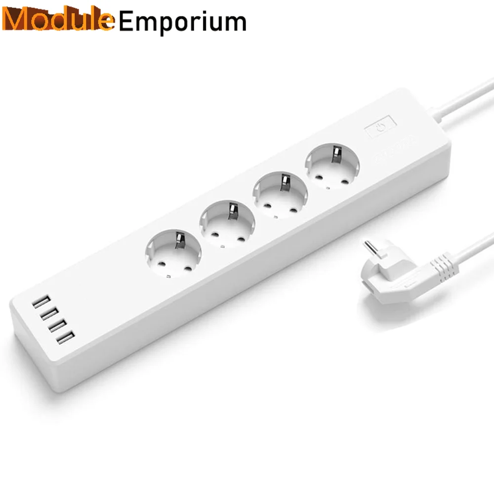 Wifi Smart Power Strip EU Outlet 4 USB Sockets Wireless Timer Smart Home Control Intelligent Works Alexa/Google Home
Wifi Smart Power Strip EU Outlet 4 USB Sockets Wireless Timer Smart Home Control Intelligent Works Alexa/Google Home