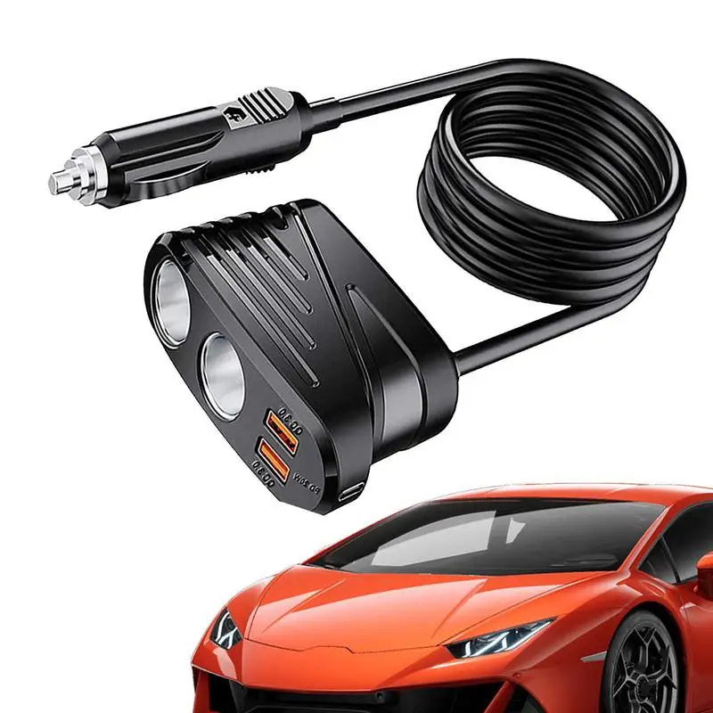 

Car Lighter Charger Fast-Charging 120W PD Type-C Lighter Splitter Automotive Lighter Splitter With 2 USB Charging Ports
