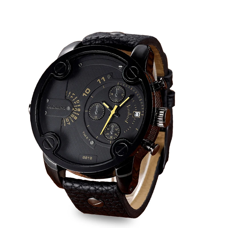 

Cagarny Men Watch Quartz Luxury Watches Men Classic Date Leather Male Wristwatch Clock Man Sports Watches Relogio Masculino 6819