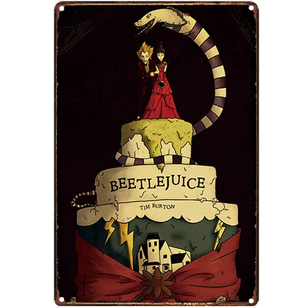 

Retro Design Beetle Juice Tin Metal Signs Wall Art | Thick Tinplate Print Poster Wall Decoration for Kitchen/Bar