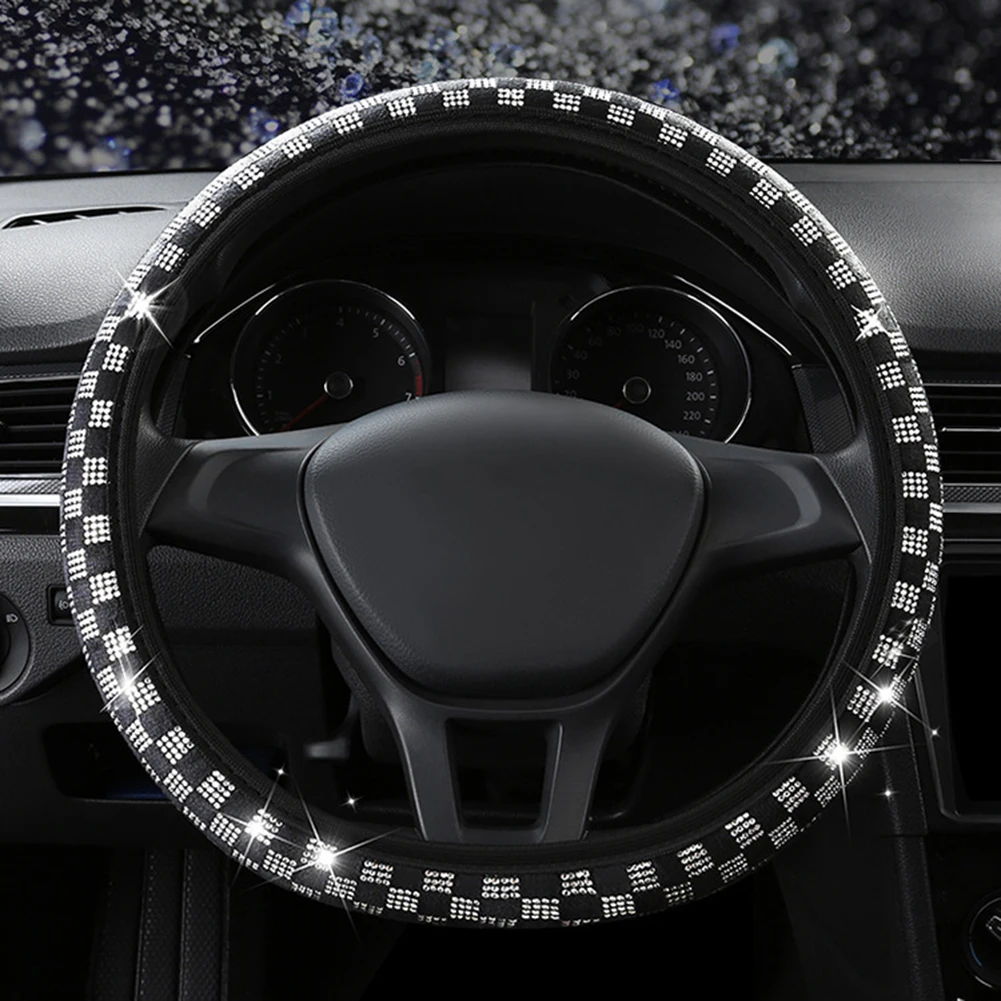Crystal Car Steering Wheel Cover Elastic Rhinestones Grid Imitation Steering Wheel Protection Cover Car Accessories
Crystal Car Steering Wheel Cover Elastic Rhinestones Grid Imitation Steering Wheel Protection Cover Car Accessories