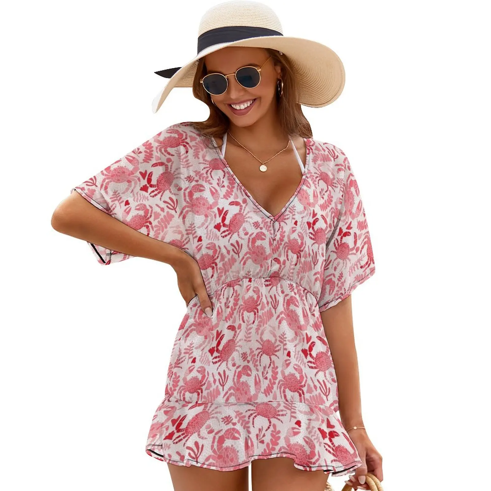 Coral Crustacean Rosy Crabs and Ocean Flora Cover Ups Women's summer dresses women's elegant loose dresses
Coral Crustacean Rosy Crabs and Ocean Flora Cover Ups Women's summer dresses women's elegant loose dresses