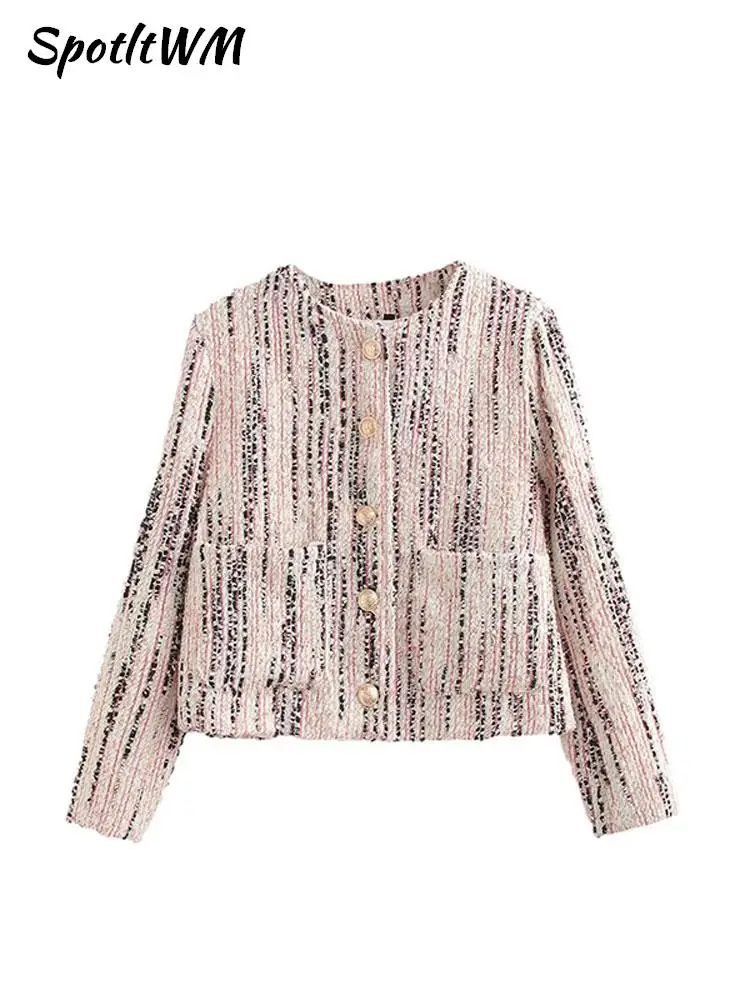 Women Elegant Stripe Chic Jacket 2023 Autumn Long Sleeve Button Frayed Cropped Jackets Female Fashion Street O Neck Short Coats
Women Elegant Stripe Chic Jacket 2023 Autumn Long Sleeve Button Frayed Cropped Jackets Female Fashion Street O Neck Short Coats