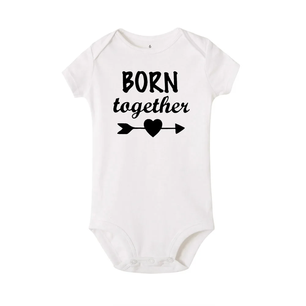 

Baby Girl Boy Clothes 1 Pc Born Together and Friends Forever Baby Clothes Summer Short Sleeves Jumpsuit Twins Bodysuits Toddler