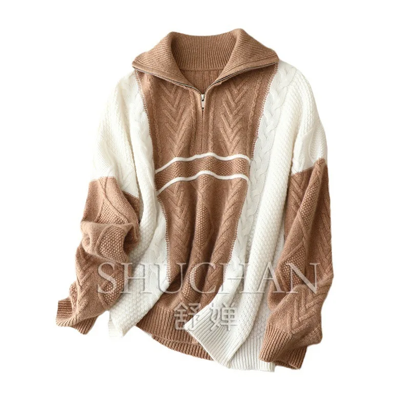 2023 Winter Blusa De Frio Feminina Sweater LOOSE Turn-down Collar Zippers Cashmere Winter Clothes Women
2023 Winter Blusa De Frio Feminina Sweater LOOSE Turn-down Collar Zippers Cashmere Winter Clothes Women