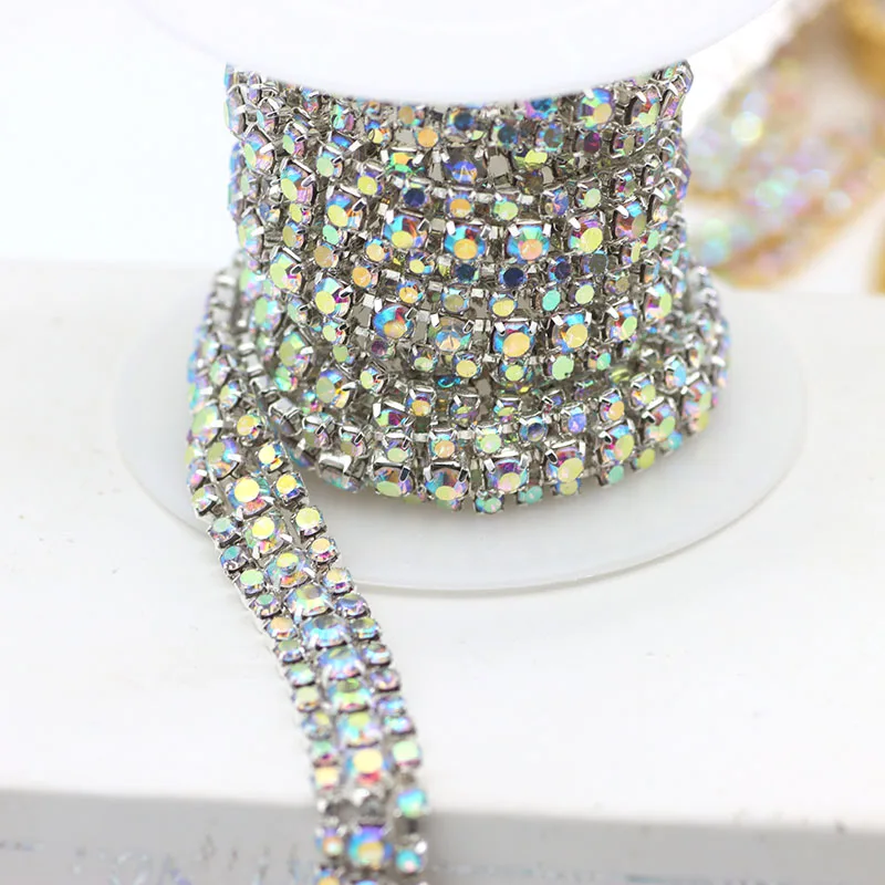 Wholse 10 yards 3 Rows Crystal AB Clear Color Rhinestone Cup Chain Sew on Rhinestone Trim Strass for Garments Shoes Decoration
Wholse 10 yards 3 Rows Crystal AB Clear Color Rhinestone Cup Chain Sew on Rhinestone Trim Strass for Garments Shoes Decoration