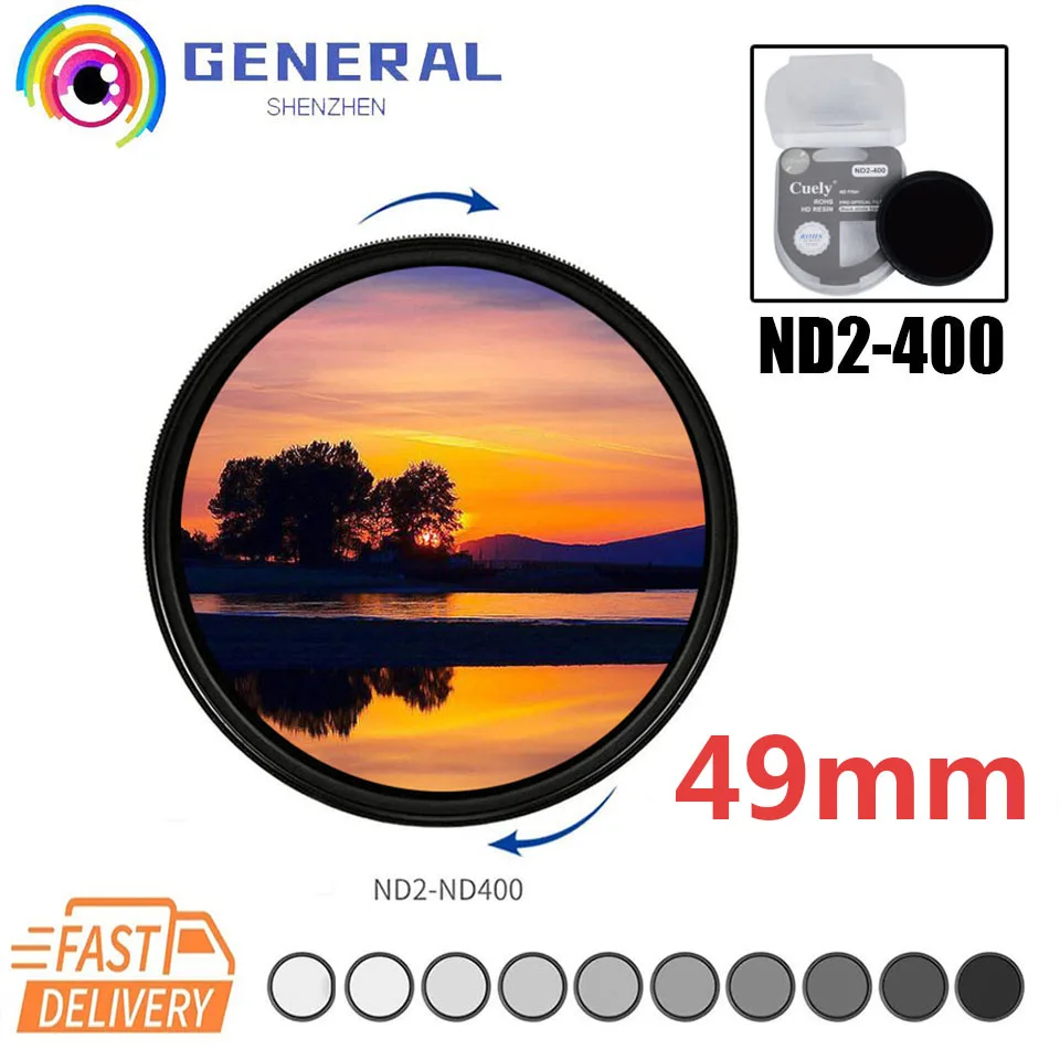 

49 49mm ND2-400 Neutral Density Fader Variable ND Filter Adjustable for Canon EOS Nikon Pentax Sony Fujifilm Leica NEX-C3 DSLR