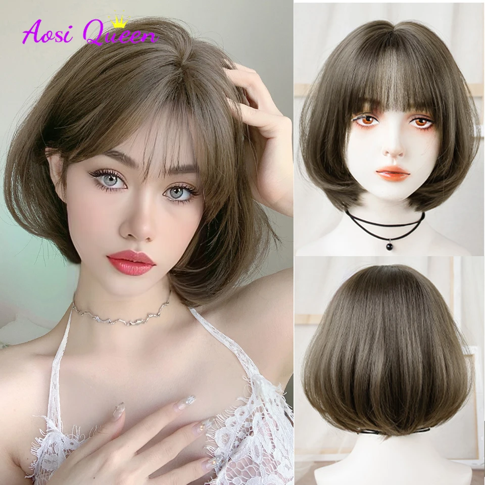 AS Brown Straight Short Bob Natural Daily Hair Synthetic Wigs For White Women With Bangs Heat Resistant Cosplay Female Fiber Wig
AS Brown Straight Short Bob Natural Daily Hair Synthetic Wigs For White Women With Bangs Heat Resistant Cosplay Female Fiber Wig
