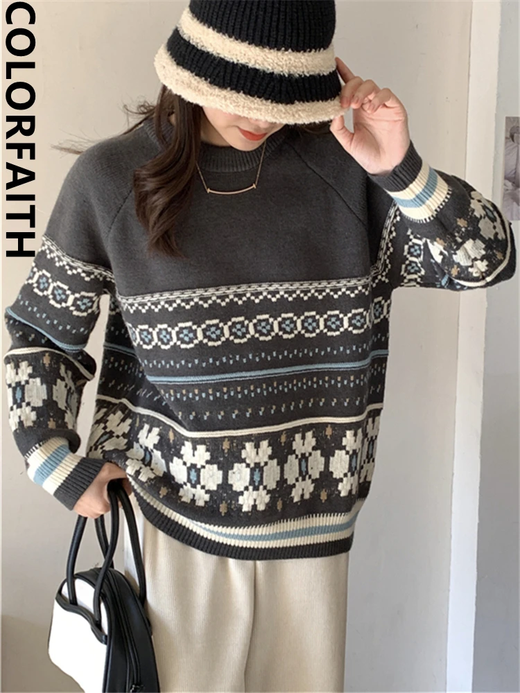 Colorfaith SW5542JX New 2023 Floral Sweaters Striped Wild Vintage Oversized Korean Fashion Chic Knitted Women Autumn Winter Tops
Colorfaith SW5542JX New 2023 Floral Sweaters Striped Wild Vintage Oversized Korean Fashion Chic Knitted Women Autumn Winter Tops