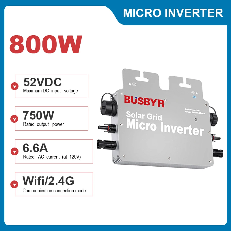 

BUSBYR PV Input Voltage 22~48V AC Output 120V/230V 600W 700W 800W Micro Solar Grid Tie Inverter With WIFI Signal LED Light