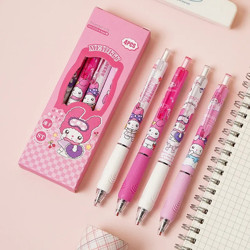 

Sanrio 12/24pcs My Melody Press The Gel Pen Ins High-Value Girl Heart 0.5mm Speed Dry Writing Smooth St Head Black Brush Pen