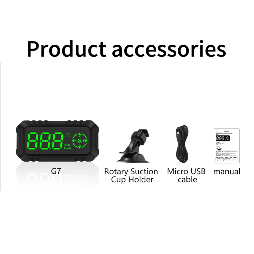 

G7 GPS HUD Car Head Up Display 3in Speedometer Overspeed Alarm Fatigue Driving Reminder KMH/MPH for All Vehicles