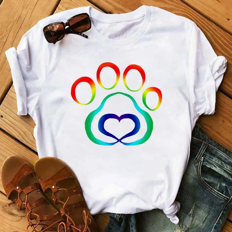 Colorful Dog Paw Dog Love Print Women T Shirt Short Sleeve O Neck Loose Women Tshirt Ladies Tee Shirt Tops Camisetas Mujer
Colorful Dog Paw Dog Love Print Women T Shirt Short Sleeve O Neck Loose Women Tshirt Ladies Tee Shirt Tops Camisetas Mujer