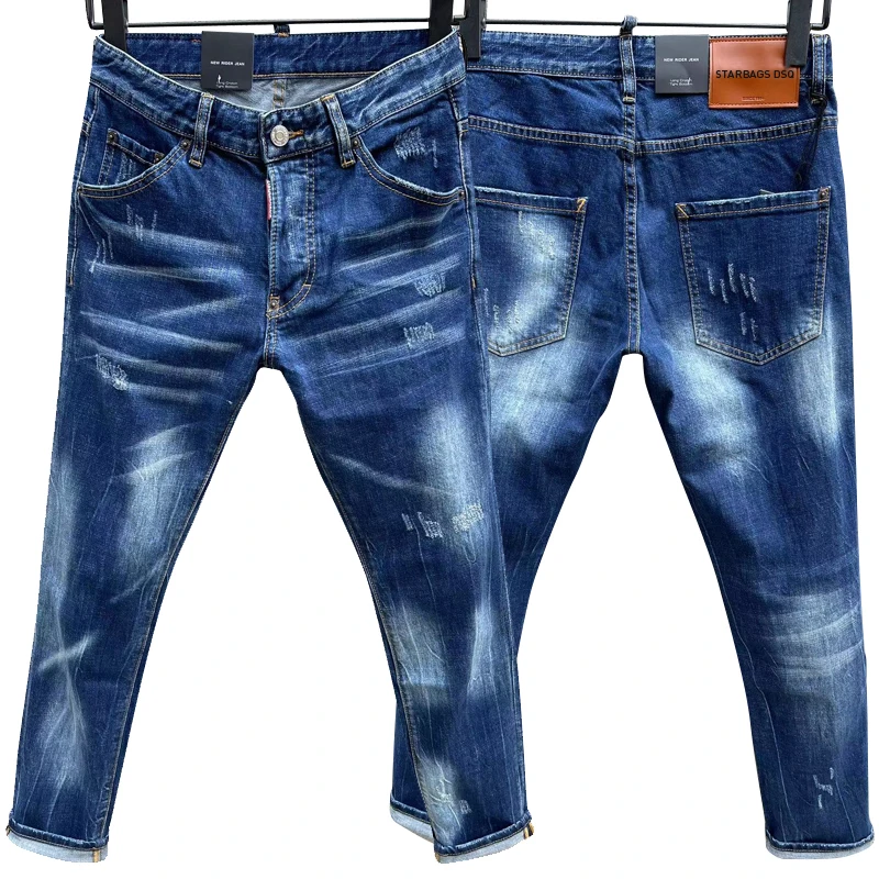Мужские рваные джинсы с дырками, небольшие эластичные узкие синие джинсы Starbags DSQ 078, новинка 2023
Мужские рваные джинсы с дырками, небольшие эластичные узкие синие джинсы Starbags DSQ 078, новинка 2023