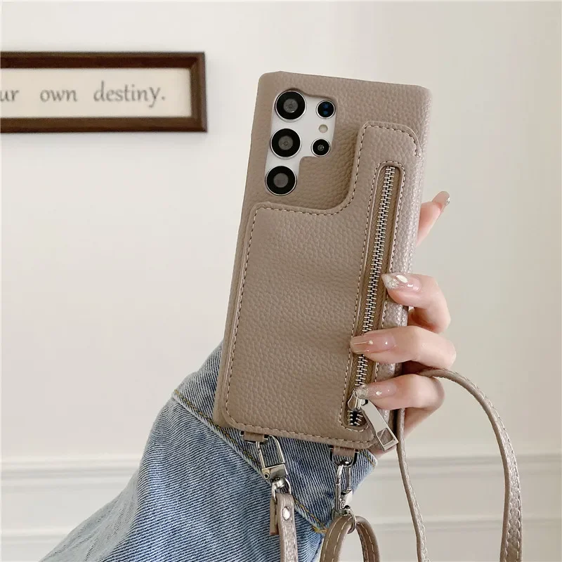 

Crossbody Wallet Phone Case For Samsung Galaxy S24 S23 S22 S21 Plus Note 20 Ultra A14 A24 A33 A34 A53 A54 A52 A72 Leather Cover