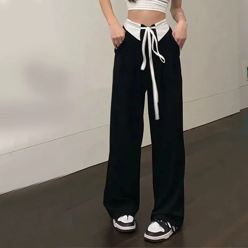 Streetwear Women Suit Pants Summer Patchwork Black Loose Wide Leg Pants Y2K Fashion Female High Waist Bandage Trousers New
Streetwear Women Suit Pants Summer Patchwork Black Loose Wide Leg Pants Y2K Fashion Female High Waist Bandage Trousers New