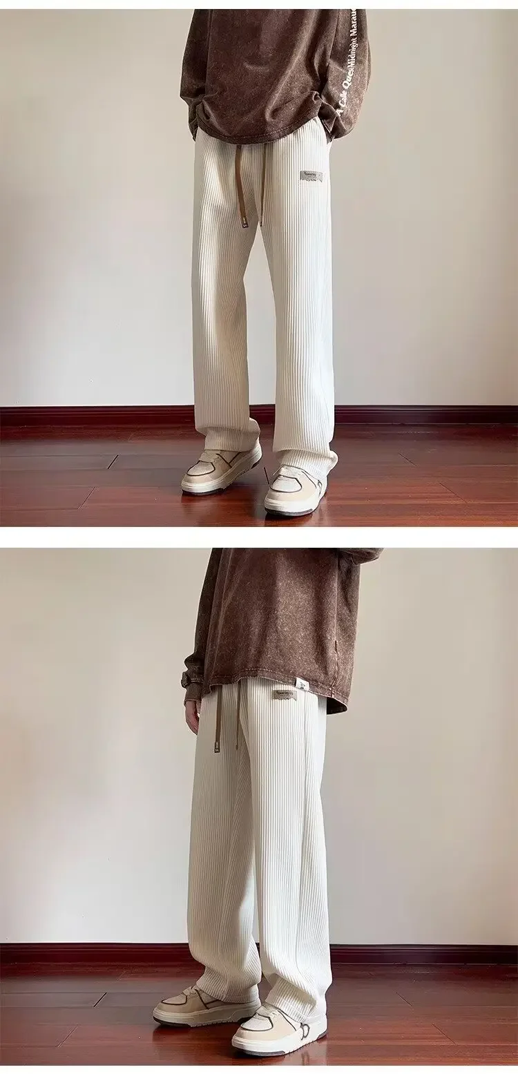 النمط الأمريكي الرجال سروال قصير الخريف/الشتاء الصوف مبطن فضفاض مستقيم الساق بناطيل كاجوال العصرية واسعة الساق الرجال السراويل النمط الأمريكي الرجال سروال قصير الخريف/الشتاء الصوف مبطن فضفاض مستقيم الساق بناطيل كاجوال العصرية واسعة الساق الرجال السراويل