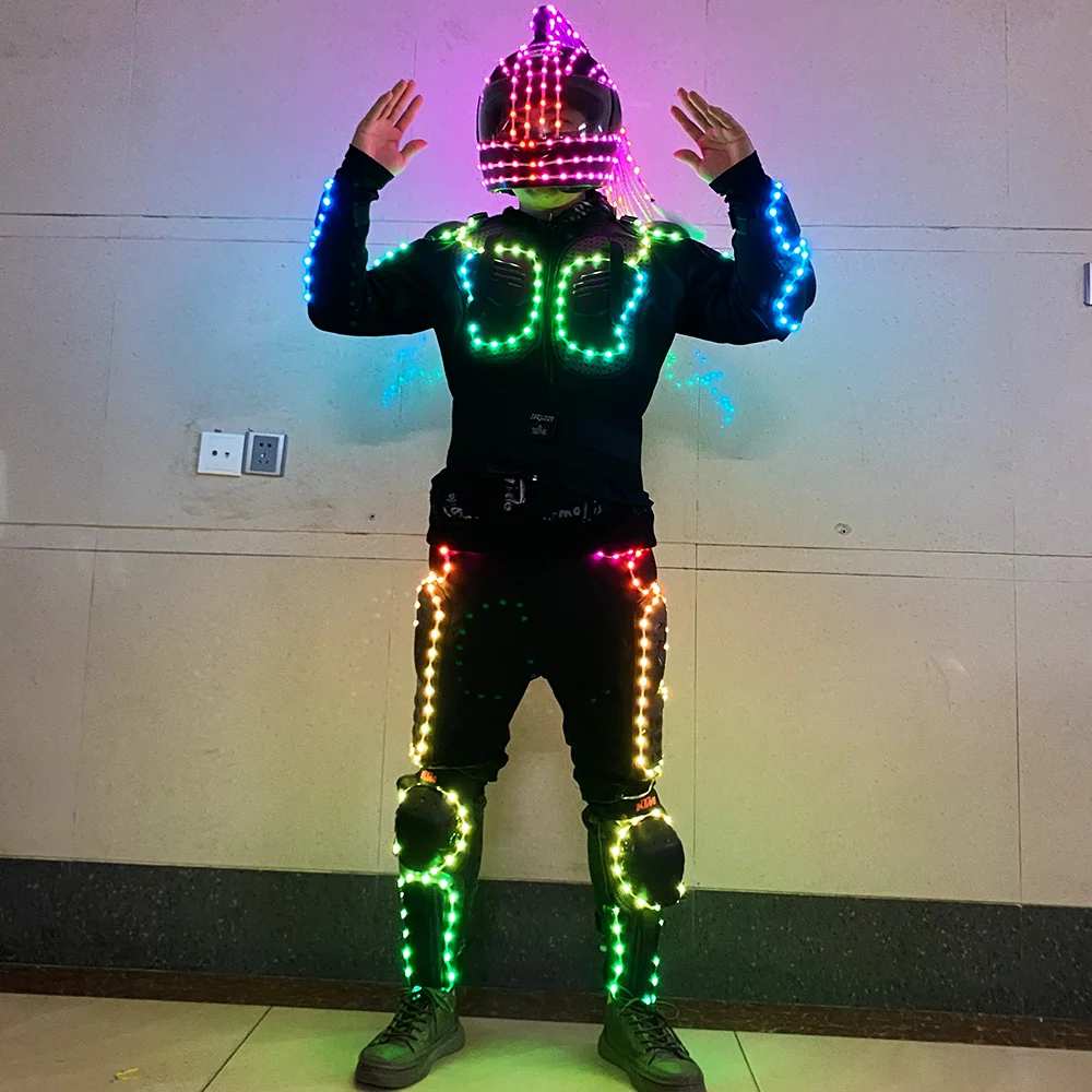 

LED Robot suit led armor helmet glow-in-the-dark stage show costume Robot dance Party atmosphere Luminous prop suit