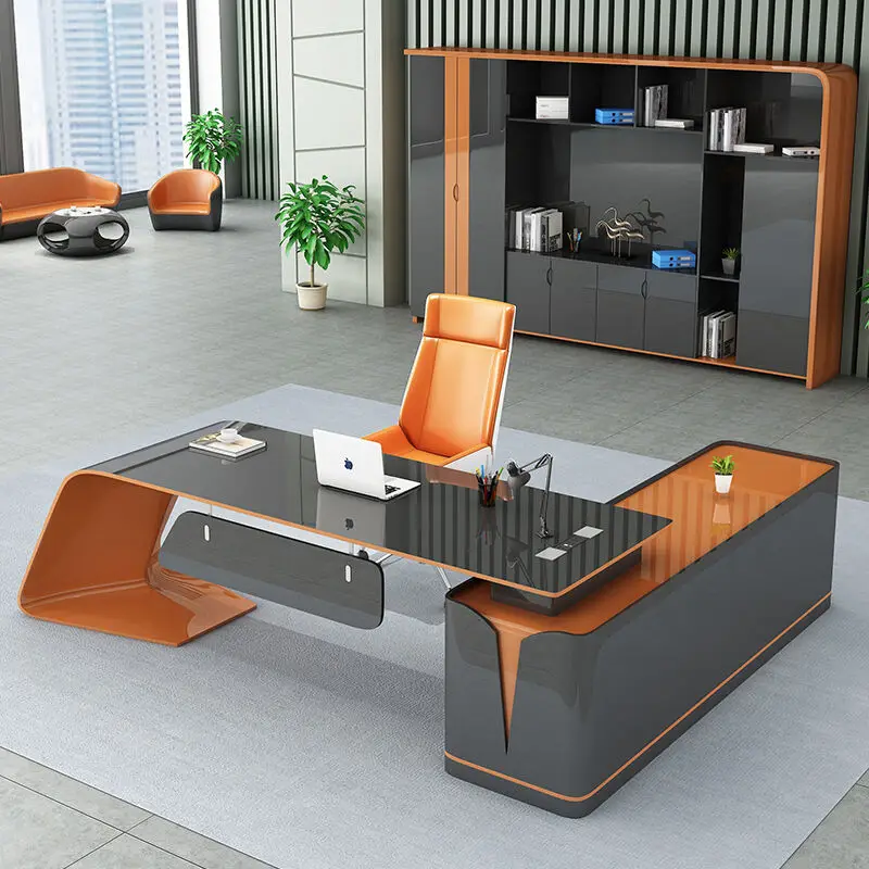 Painted Office Desk Minimalist Modern Boss Desk Fashionable Manager L Shaped Executive Wooden Bureau Meuble Office Furniture
Painted Office Desk Minimalist Modern Boss Desk Fashionable Manager L Shaped Executive Wooden Bureau Meuble Office Furniture