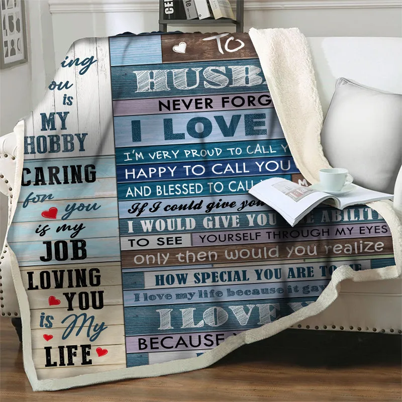 Soft Warm Flannel Blanket to My Husband Letter 3D Quilt Air Mail Home Plush Throw Blankets For Beds Sofa Encourage And Love Gift
Soft Warm Flannel Blanket to My Husband Letter 3D Quilt Air Mail Home Plush Throw Blankets For Beds Sofa Encourage And Love Gift