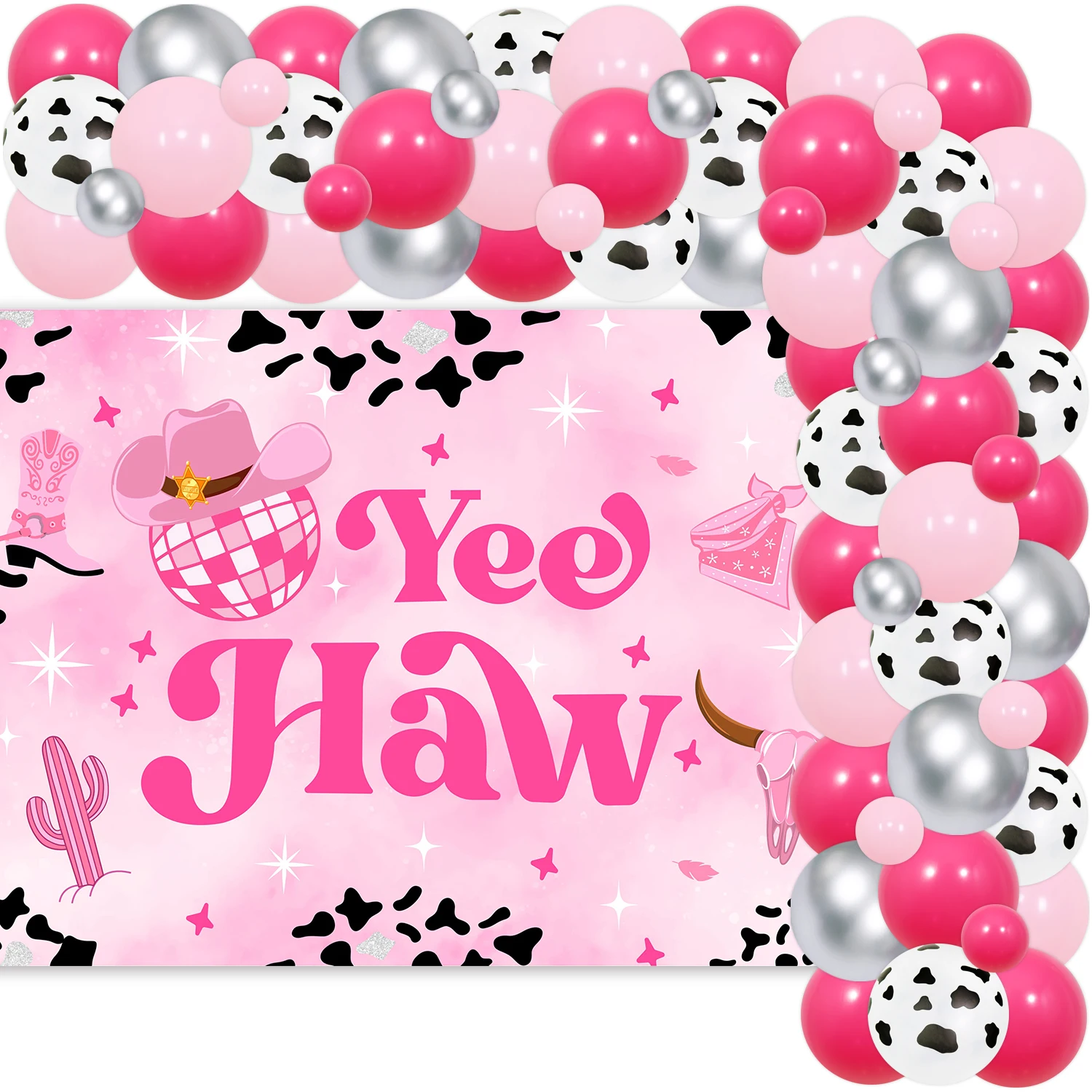 70Pcs Western Cowgirl Party Decor Yeehaw Bachelorette Backdrop Balloon Garland Kit for Women Disco Cowgirl Party Supplies
70Pcs Western Cowgirl Party Decor Yeehaw Bachelorette Backdrop Balloon Garland Kit for Women Disco Cowgirl Party Supplies