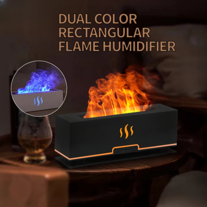 

200ml Humidifiers Aroma Diffuser 2 in 1 Air Humidifier Ultrasonic Cool Mist Maker Fogger LED Essential Oil Flame Lamp Difusor