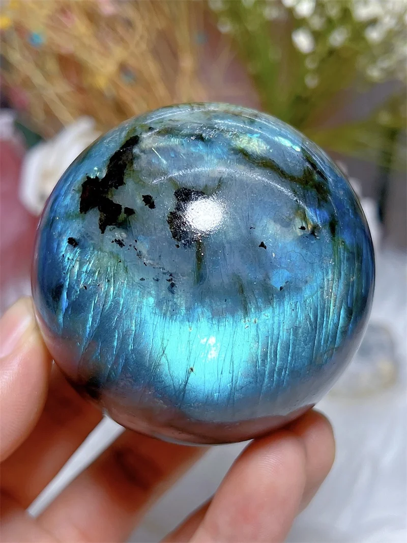 

Natura Labradorite SPhere With Rain Bow Free Form Carving Reiki Healing Stone Home Decoration Exquisite Gift