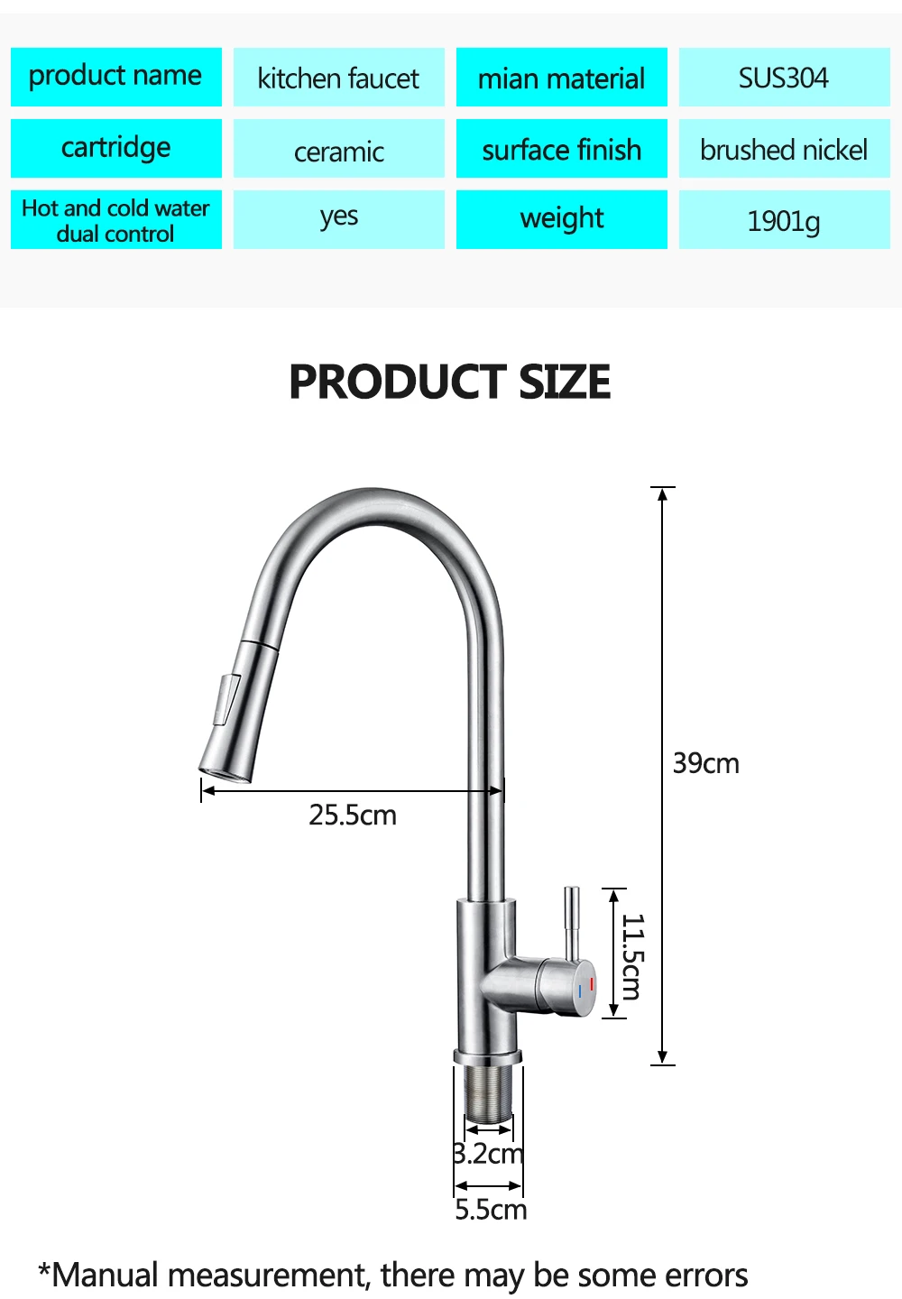 458Kitchen Faucet Pull Out Brushed Nickle Sensor Stainless Steel Black Smart Induction Mixed Tap Touch Control Sink Tap
458Kitchen Faucet Pull Out Brushed Nickle Sensor Stainless Steel Black Smart Induction Mixed Tap Touch Control Sink Tap
