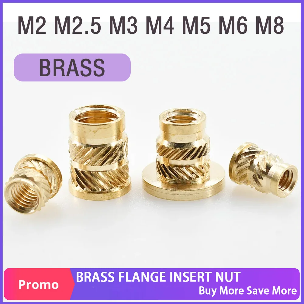 

Brass Flange Insert Nut Double Twill Knurled Embedded Molding Injection Nutsert Insertnut 3d Printer Nuts M2 M2.5 M3 M4 M5 M6 M8