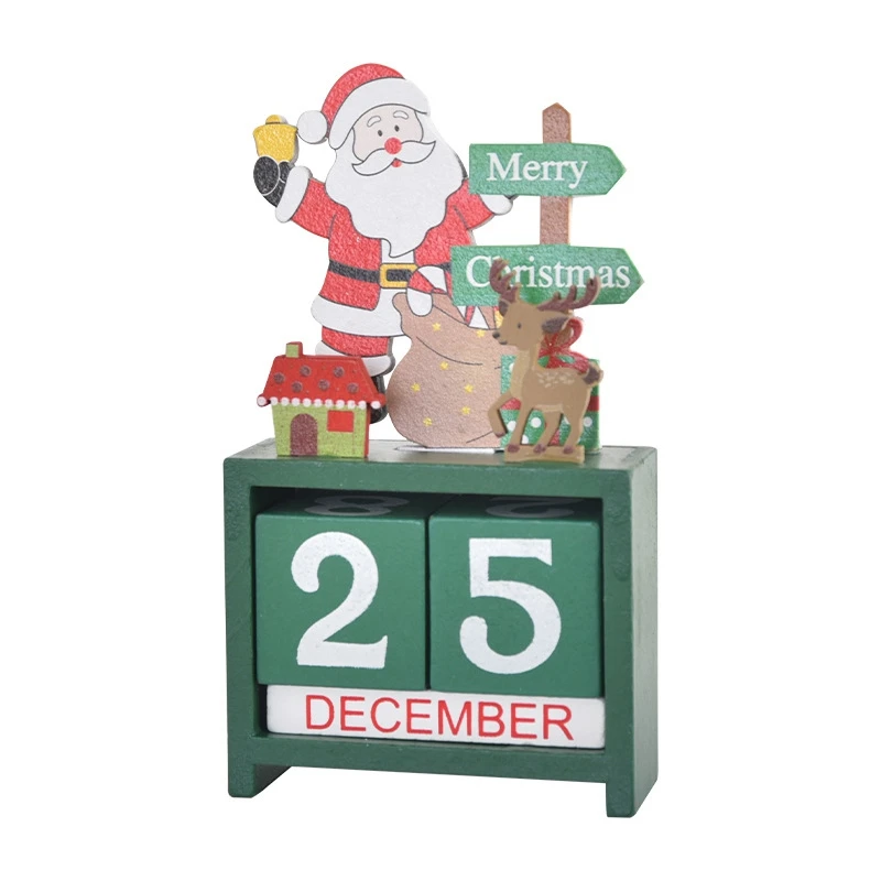

Christmas Table Calendar Tabletop Number Date Wooden Blocks Calendar Countdown Xmas Desktop Calendar Christmas Decor Easy To Use