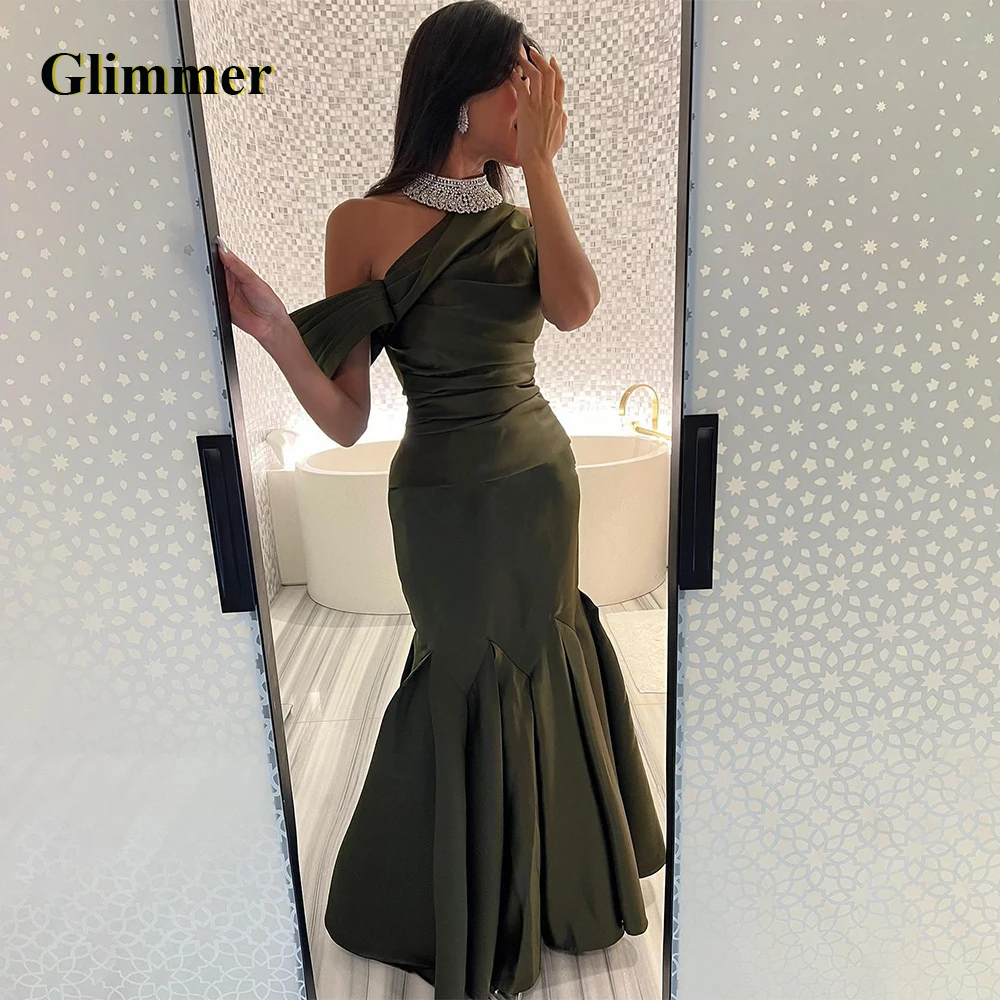 Glimmer Modern One-Shoulder Celebrity Dresses Trumpet Halter Rhinestones Satin Backless Pleat Vestido De Noche Made To Order
Glimmer Modern One-Shoulder Celebrity Dresses Trumpet Halter Rhinestones Satin Backless Pleat Vestido De Noche Made To Order