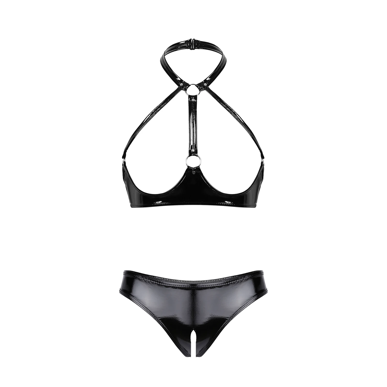 Sexy Exotic Sets Hollow Out PVC Leather Underwear Women Lingerie Open Cups Wire-free Bra with Crotchless Briefs Panties Swimsuit
Sexy Exotic Sets Hollow Out PVC Leather Underwear Women Lingerie Open Cups Wire-free Bra with Crotchless Briefs Panties Swimsuit