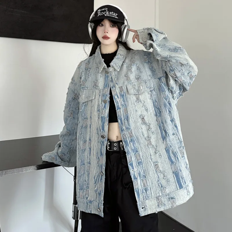 Denim Jacket Women Korea Streetwear Hole Tie-dye Soft Jean Coat 2023 Spring Autumn Personality Versatile Loose Handsome Outwear
Denim Jacket Women Korea Streetwear Hole Tie-dye Soft Jean Coat 2023 Spring Autumn Personality Versatile Loose Handsome Outwear