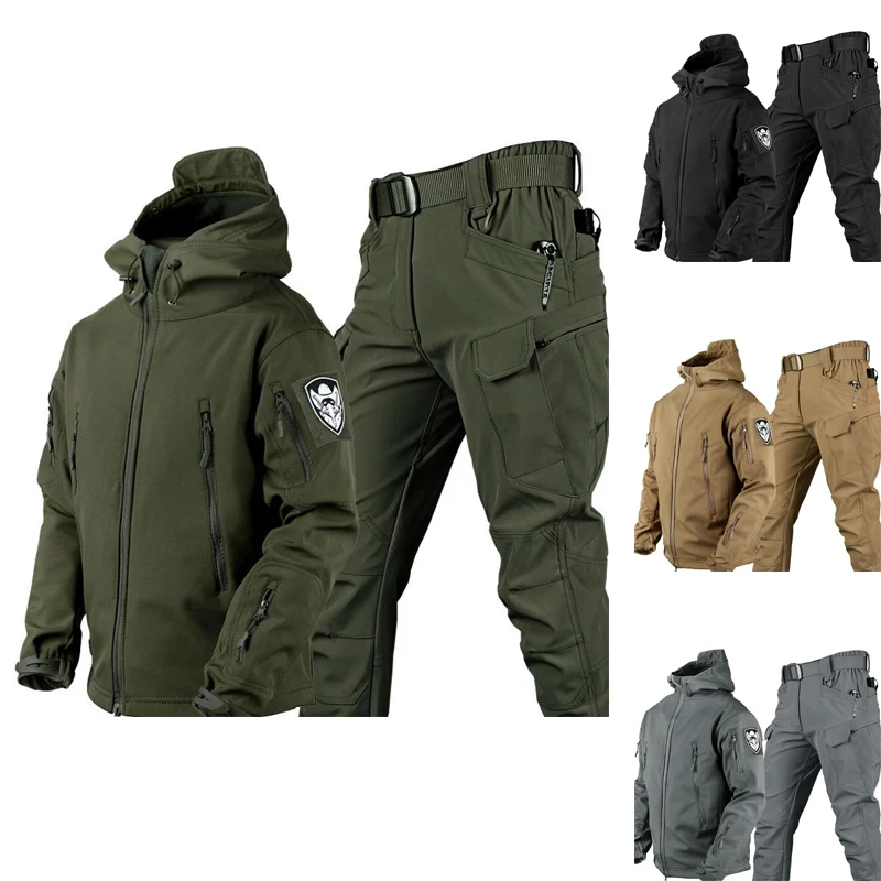 

Outdoor Tactical Sharkskin TAD Jacket Pants Hunting Waterproof Windproof Softshell Suits Men Sport Clothes Camping Hiking Coats