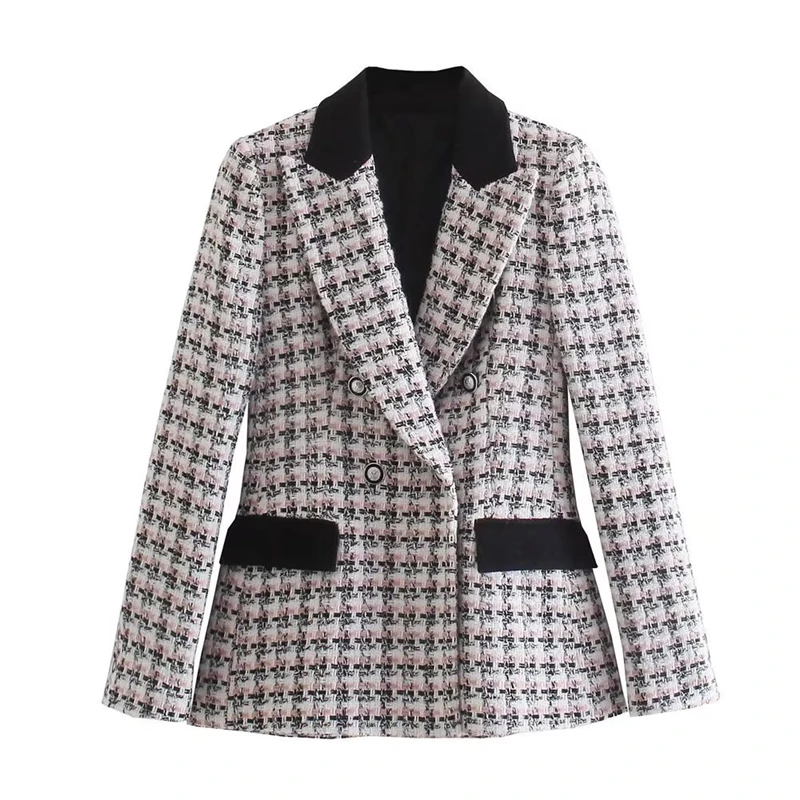 Women's Autumn New Style Lapel Long-sleeved Temperament Slim striped Suit, Double-breasted Splicing Contrast Color Jacket
Women's Autumn New Style Lapel Long-sleeved Temperament Slim striped Suit, Double-breasted Splicing Contrast Color Jacket