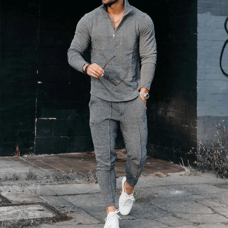 Men's Textured Suit Long Sleeve Polo and Track Pants Fashion Casual Zip Stand Collar Suit
Men's Textured Suit Long Sleeve Polo and Track Pants Fashion Casual Zip Stand Collar Suit