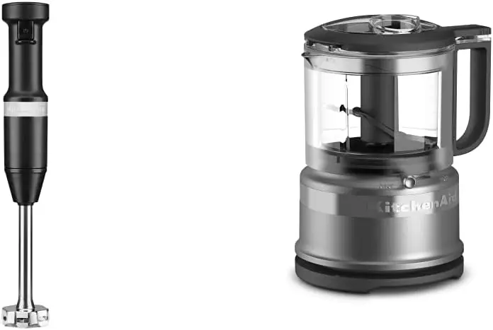 Variable Speed Corded Hand Blender, Black Matte, 8 in & KFC3516CU 3.5 Cup Food Chopper, Contour Silver
Variable Speed Corded Hand Blender, Black Matte, 8 in & KFC3516CU 3.5 Cup Food Chopper, Contour Silver