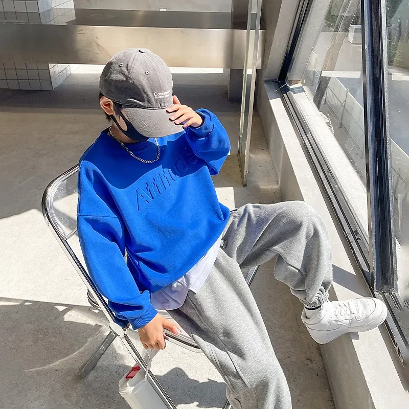 Spring Autumn Boy Embossed Alphabet Sweatshirt+Sweatpant Set School Kids Tracksuit Child Work Outfit Student Jogger Suit 5-16Yrs 
Spring Autumn Boy Embossed Alphabet Sweatshirt+Sweatpant Set School Kids Tracksuit Child Work Outfit Student Jogger Suit 5-16Yrs