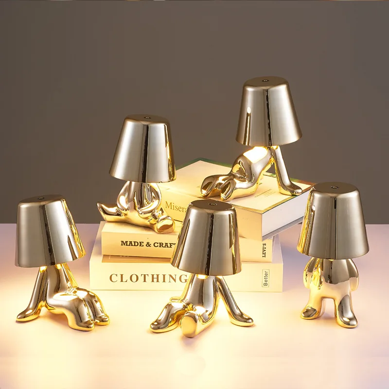 Little Golden Man Table Lamp Rechargeable LED Night Light Decorative Ornament Atmosphere Bedside Thinker Lamps
Little Golden Man Table Lamp Rechargeable LED Night Light Decorative Ornament Atmosphere Bedside Thinker Lamps