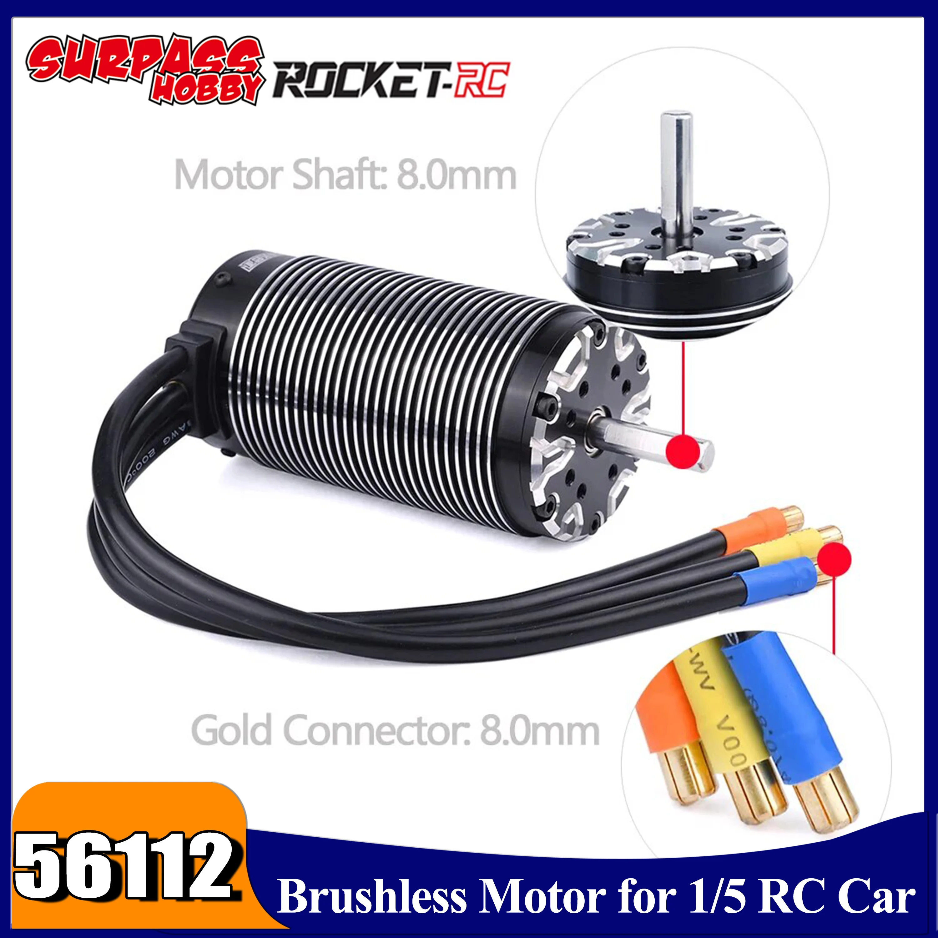 Surpass Hobby Rocket 56112 520KV 700KV 780KV Waterproof 4 Pole 12 Slot Brushless Motor for 1/5 RC Car on Road Buggy Boat Truck
Surpass Hobby Rocket 56112 520KV 700KV 780KV Waterproof 4 Pole 12 Slot Brushless Motor for 1/5 RC Car on Road Buggy Boat Truck