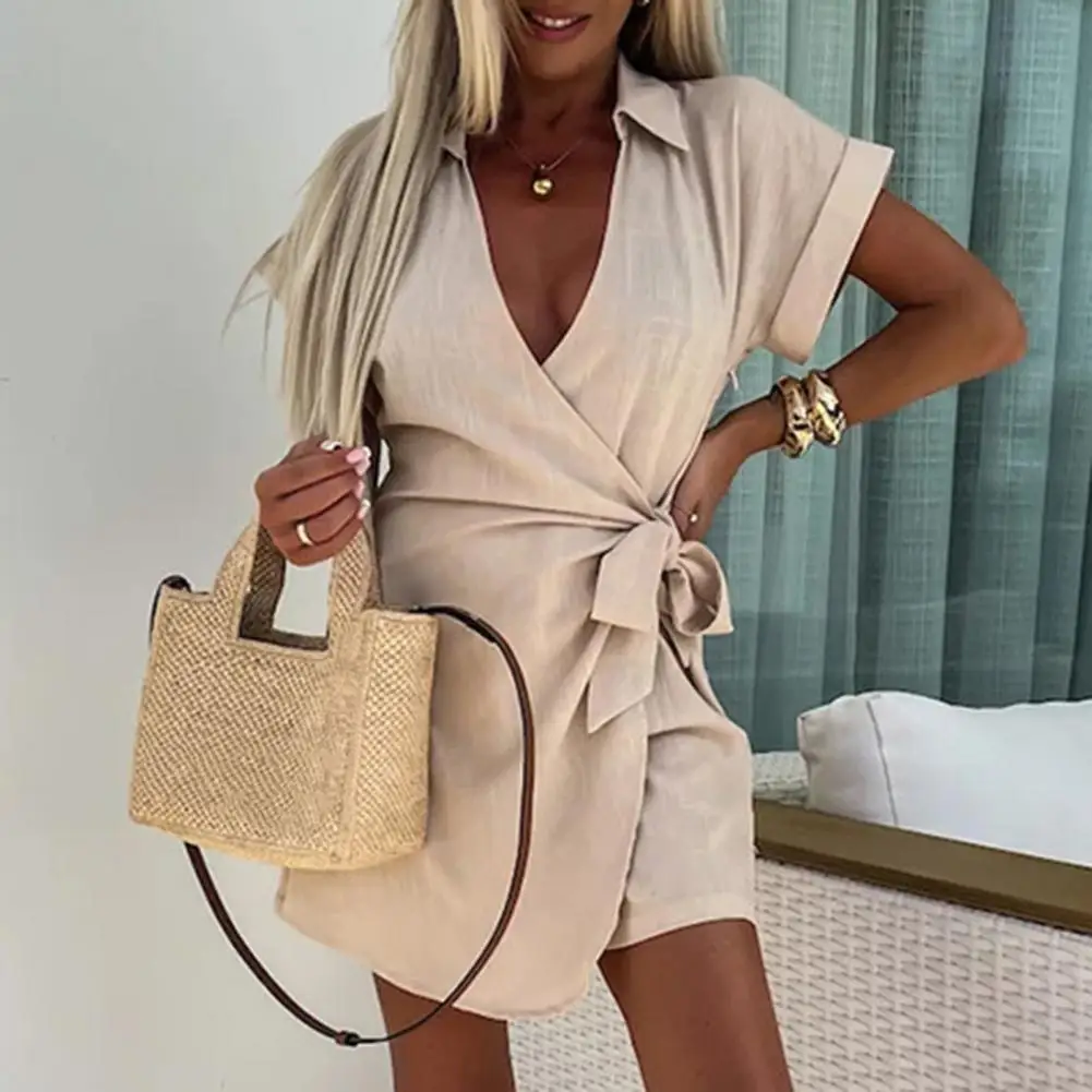 Женский пляжный комбинезон, элегантный комбинезон на шнуровке с V-образным вырезом, стильный летний комбинезон для отпуска с коротким рукавом
Женский пляжный комбинезон, элегантный комбинезон на шнуровке с V-образным вырезом, стильный летний комбинезон для отпуска с коротким рукавом