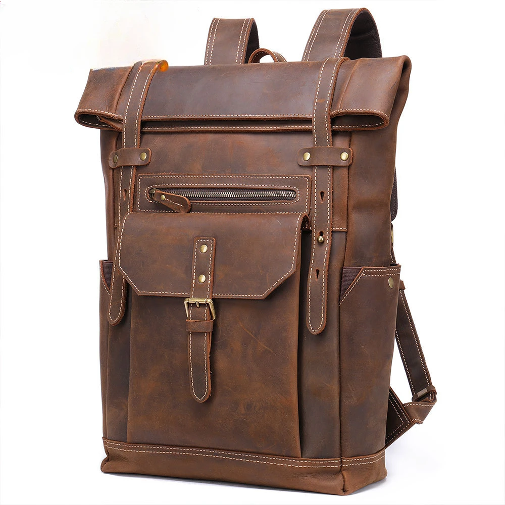 New Vintage Crazy Horse Leather Backpack Men's Genuine Leather Backpack Outdoor Travel Mountaineering Backpack Wholesale
New Vintage Crazy Horse Leather Backpack Men's Genuine Leather Backpack Outdoor Travel Mountaineering Backpack Wholesale