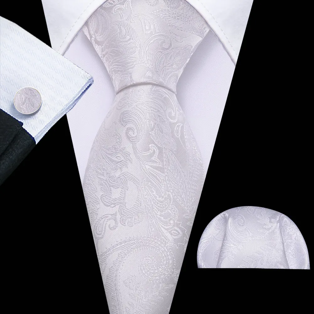 Exquisite White Men Silk Tie With Pocket Square Cufflinks Sets Fashion Paisley Jacquard Necktie Groom Wedding Gifts Barry.Wang
Exquisite White Men Silk Tie With Pocket Square Cufflinks Sets Fashion Paisley Jacquard Necktie Groom Wedding Gifts Barry.Wang